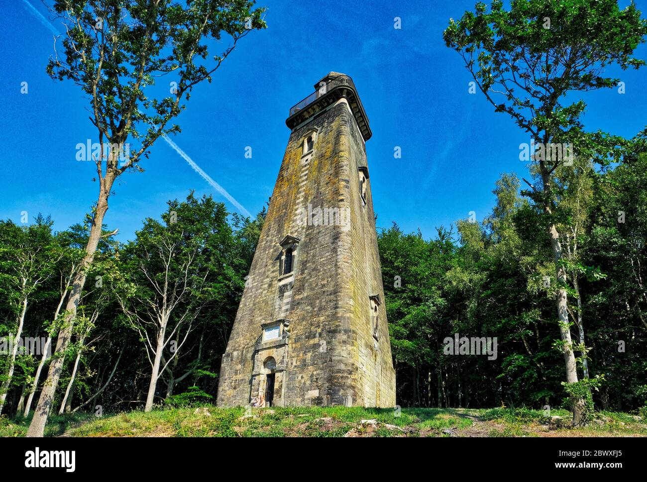 Hoober Stand site historique près de Rotherham. Pyramide à trois côtés de la tour construite vers 1748 pour commémorer la suppression de la rébellion Jacobite. Banque D'Images