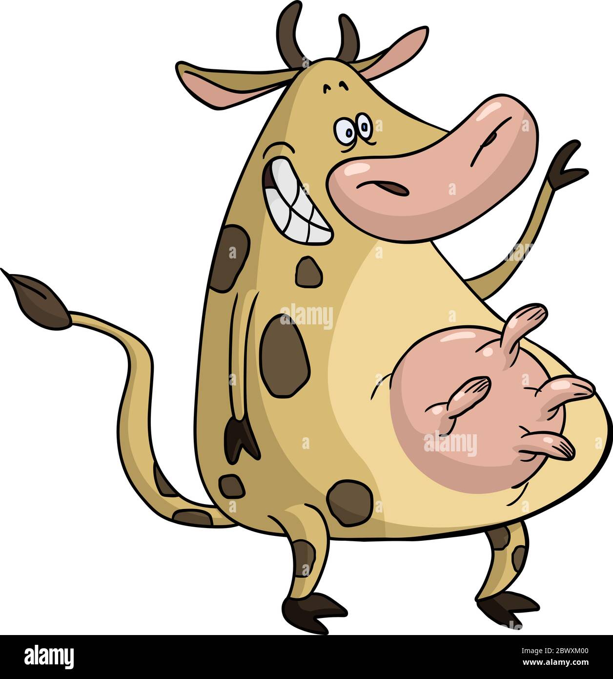 Drole De Dessin Anime Vache En Signe De Bonjour Image Vectorielle Stock Alamy