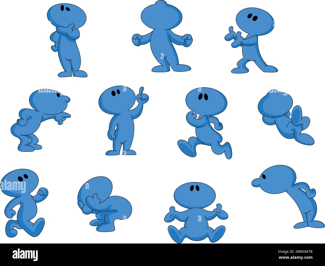 Personnage de dessin animé dans diverses poses Illustration de Vecteur