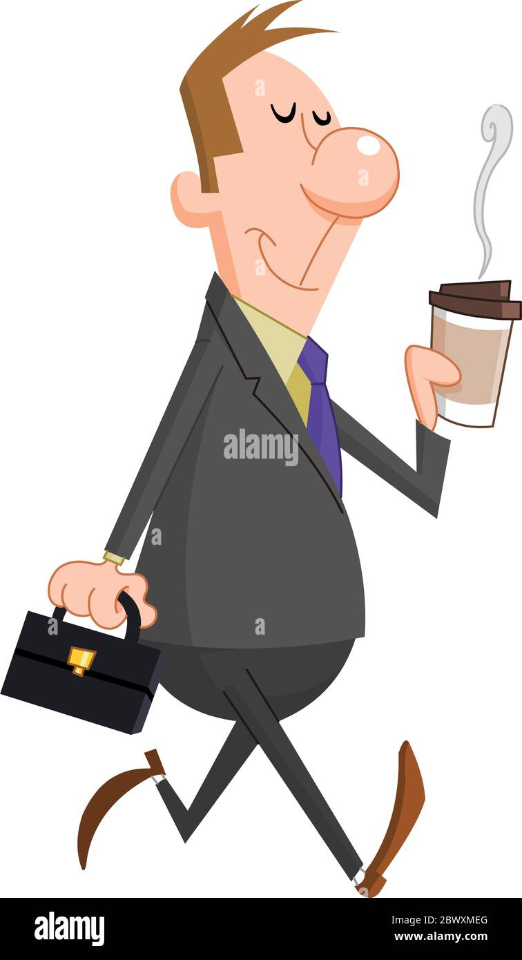 Homme d'affaires avec tasse de café en papier Illustration de Vecteur