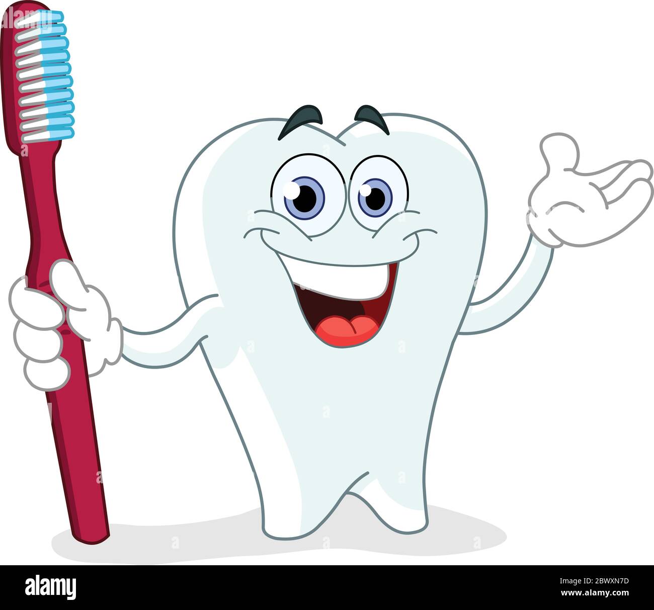 Une dent de dessin animé tenant une brosse à dents Illustration de Vecteur