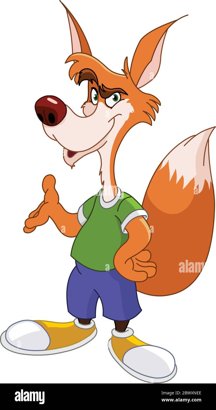Renard frais se présentant avec sa main Illustration de Vecteur