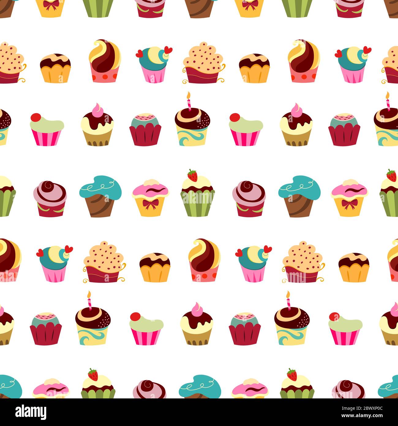 Motif cupcakes coloré sans coutures Illustration de Vecteur