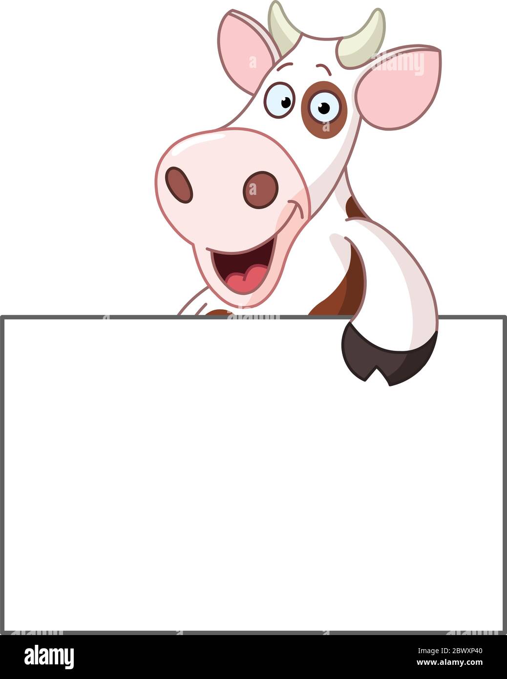 Vache souriante portant une affiche vierge Illustration de Vecteur