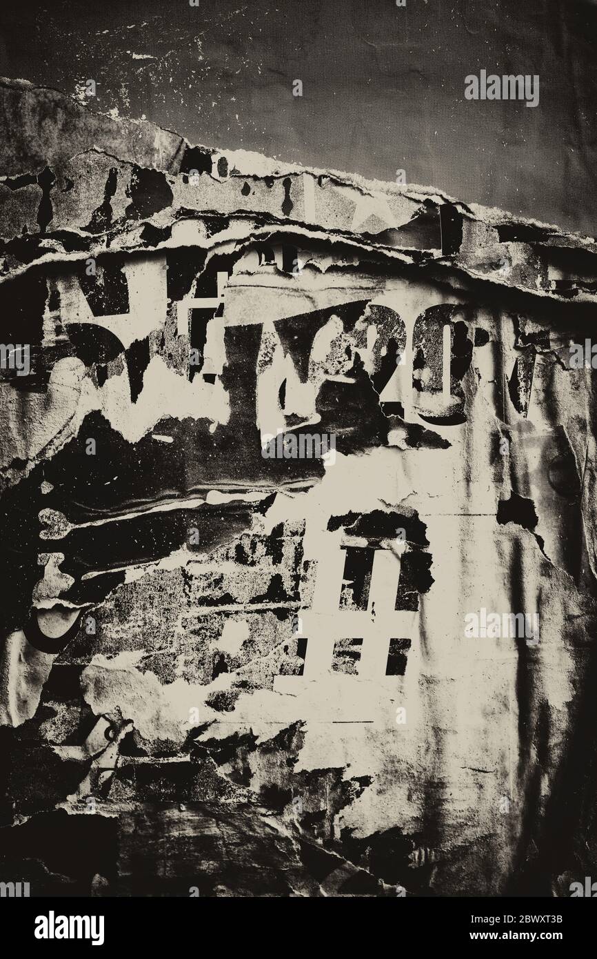 Blanc brun beige froissé papier froissé texture fond vieux grunge déchiré déchirées mosaïque affiches écriteau Banque D'Images