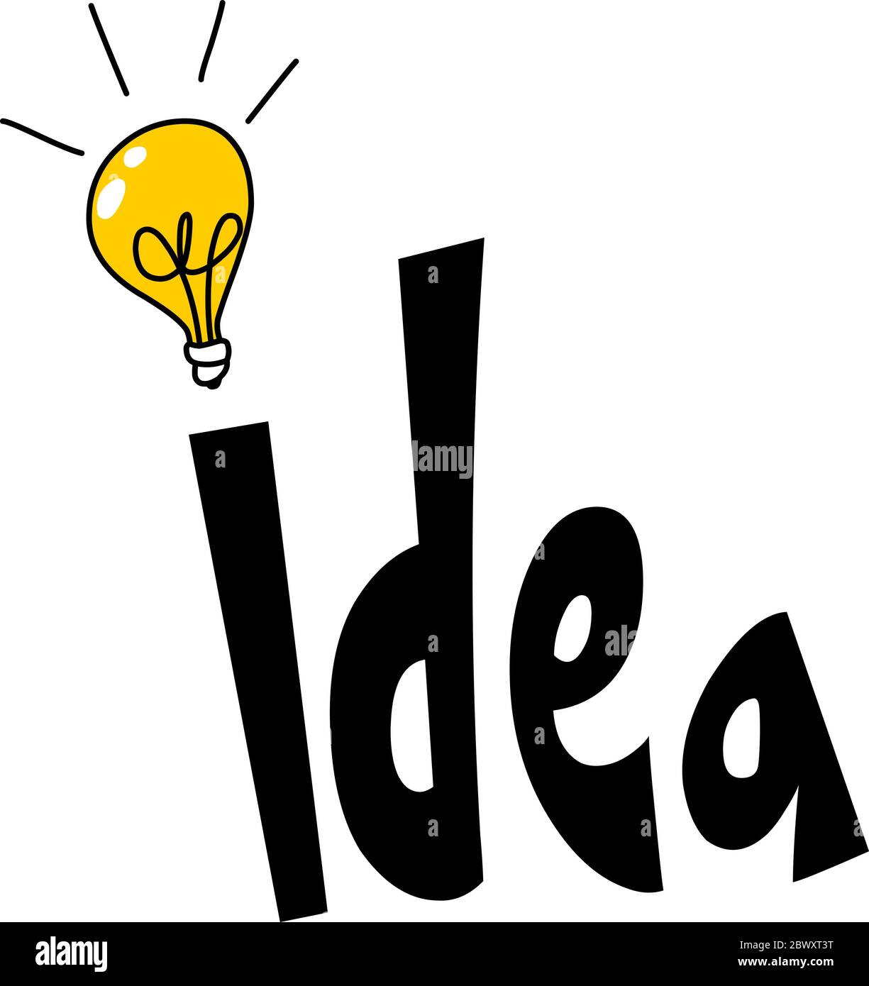 Inscription IDEA avec ampoule Illustration de Vecteur