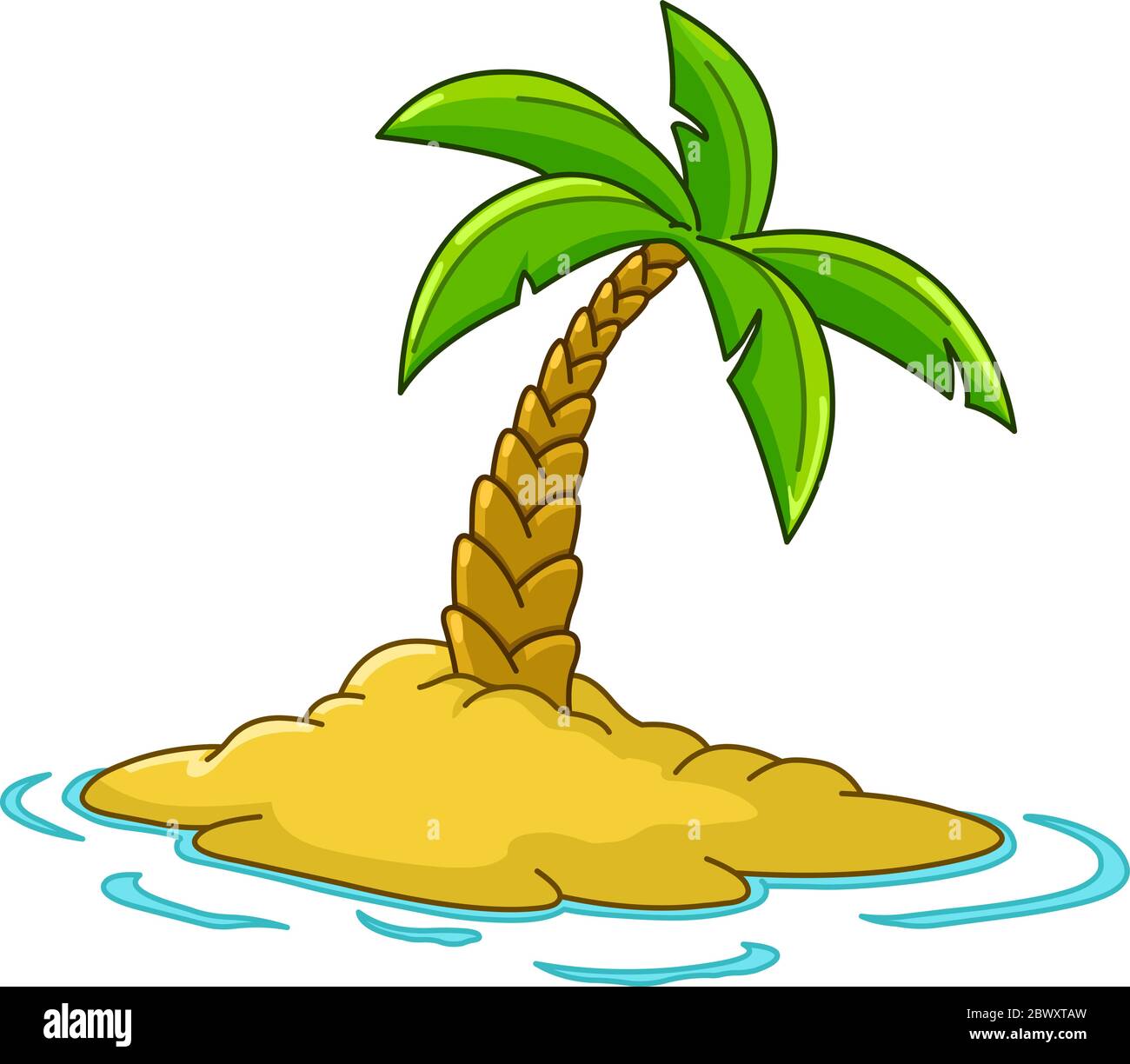 Île désertique avec palmier Illustration de Vecteur