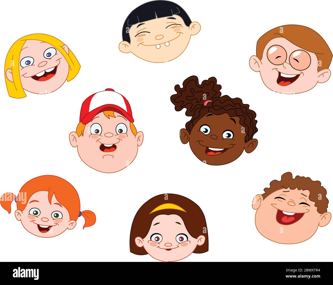 Ensemble de visages pour enfants Illustration de Vecteur