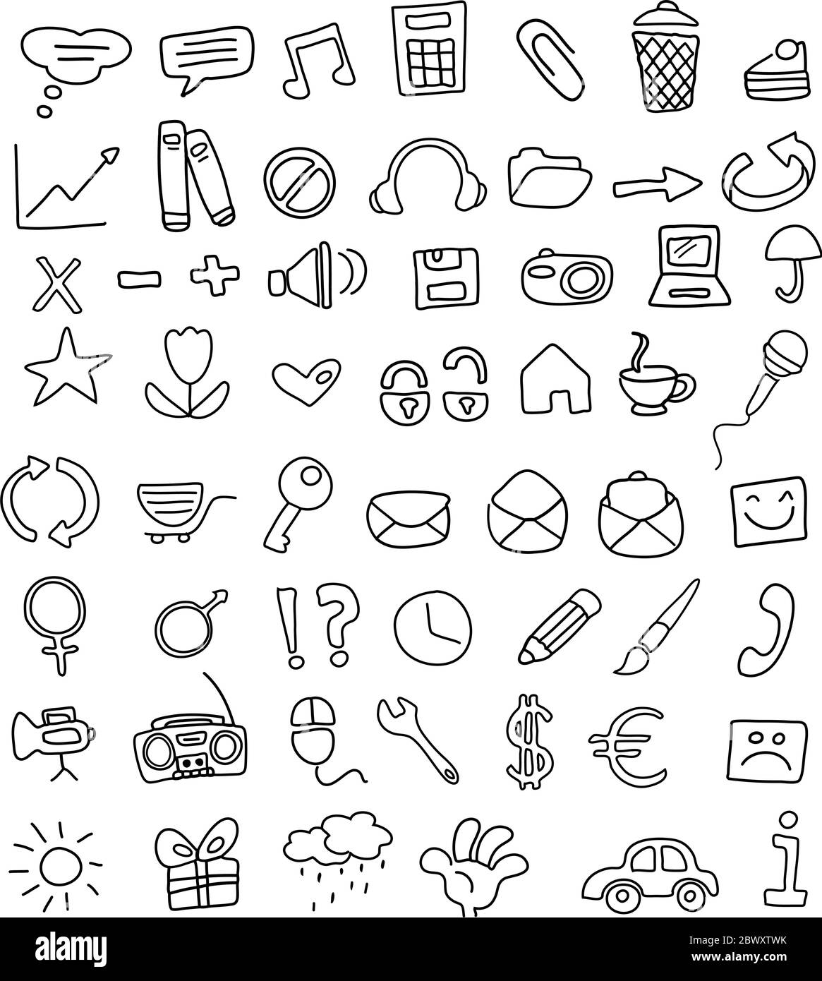 Ensemble d'icônes Doodle Illustration de Vecteur