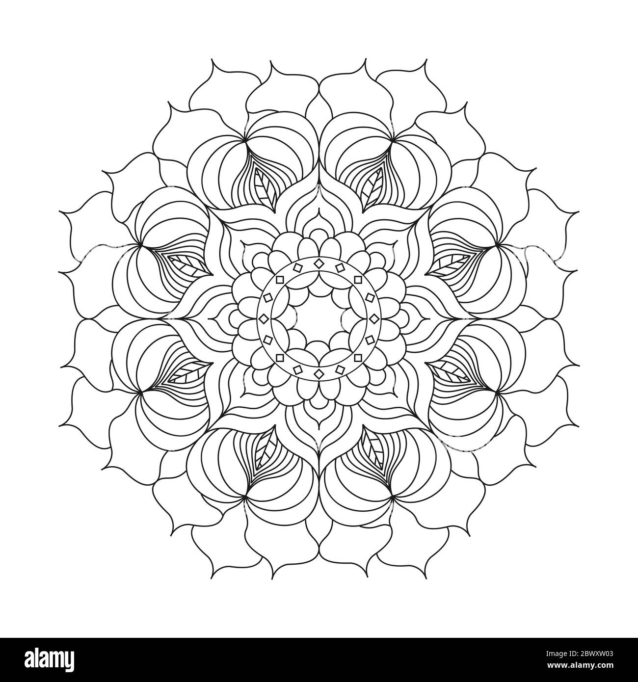 Décoration circulaire pour livres de coloriage pour adultes et enfants, scrapbooking ou broderie. Illustration vectorielle dans la technique zentangle. Simple Doodle s Illustration de Vecteur
