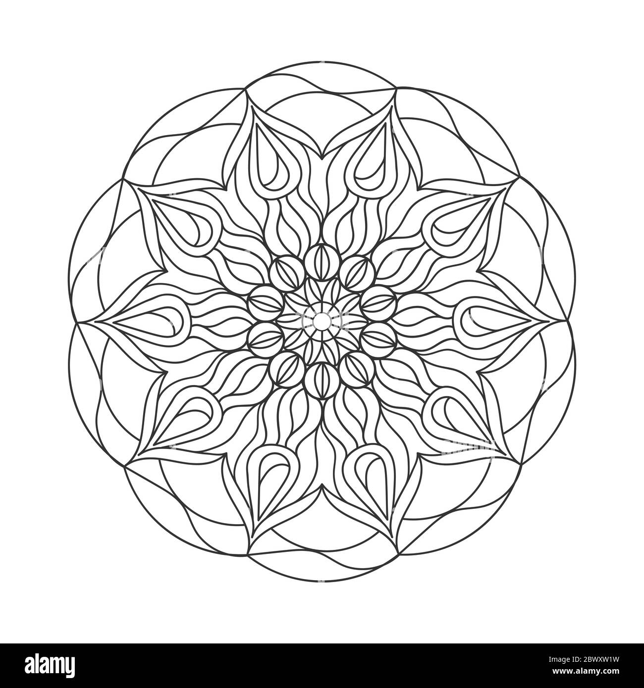 Décoration circulaire pour livres de coloriage pour adultes et enfants, scrapbooking ou broderie. Illustration vectorielle dans la technique zentangle. Simple Doodle s Illustration de Vecteur