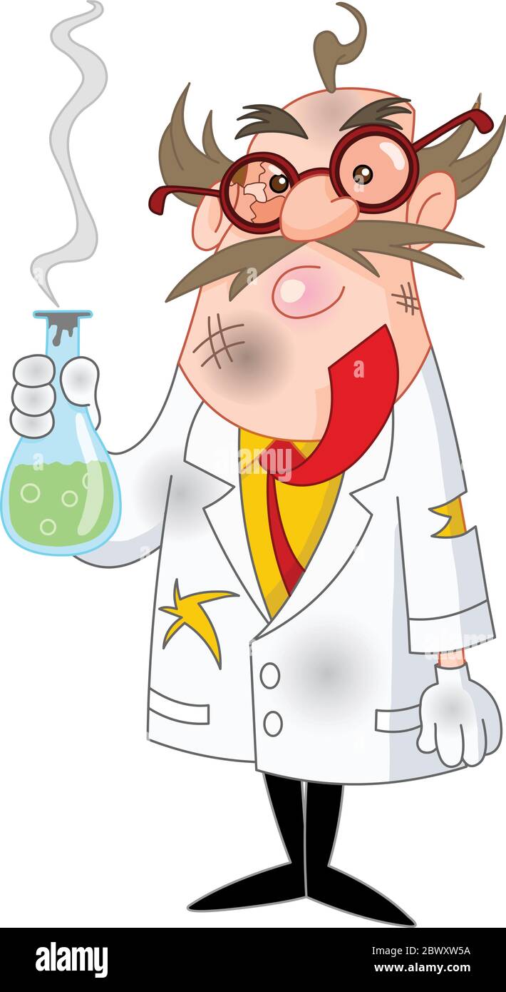 Caricature scientifique après une expérience échouée Illustration de Vecteur