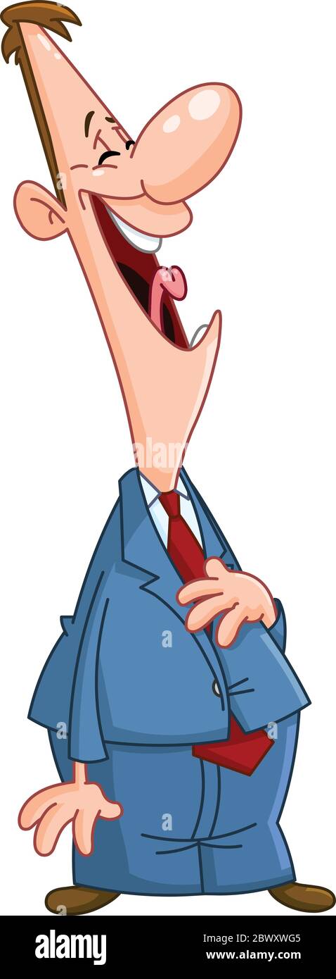 Homme d'affaires riant à voix haute avec sa main tenue contre son ventre Illustration de Vecteur