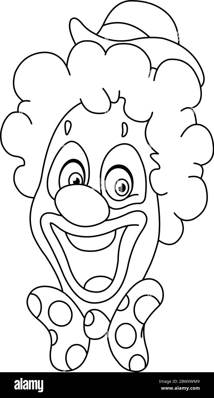 Face de clown avec contour. Page de coloriage d'illustration vectorielle Illustration de Vecteur