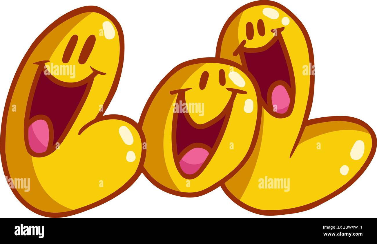 LoL lettrage de mot dessin de bande dessinée. Riant à voix haute. Illustration de Vecteur