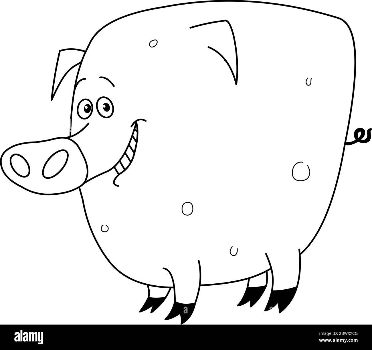 Page de coloriage de cochon avec contour Illustration de Vecteur