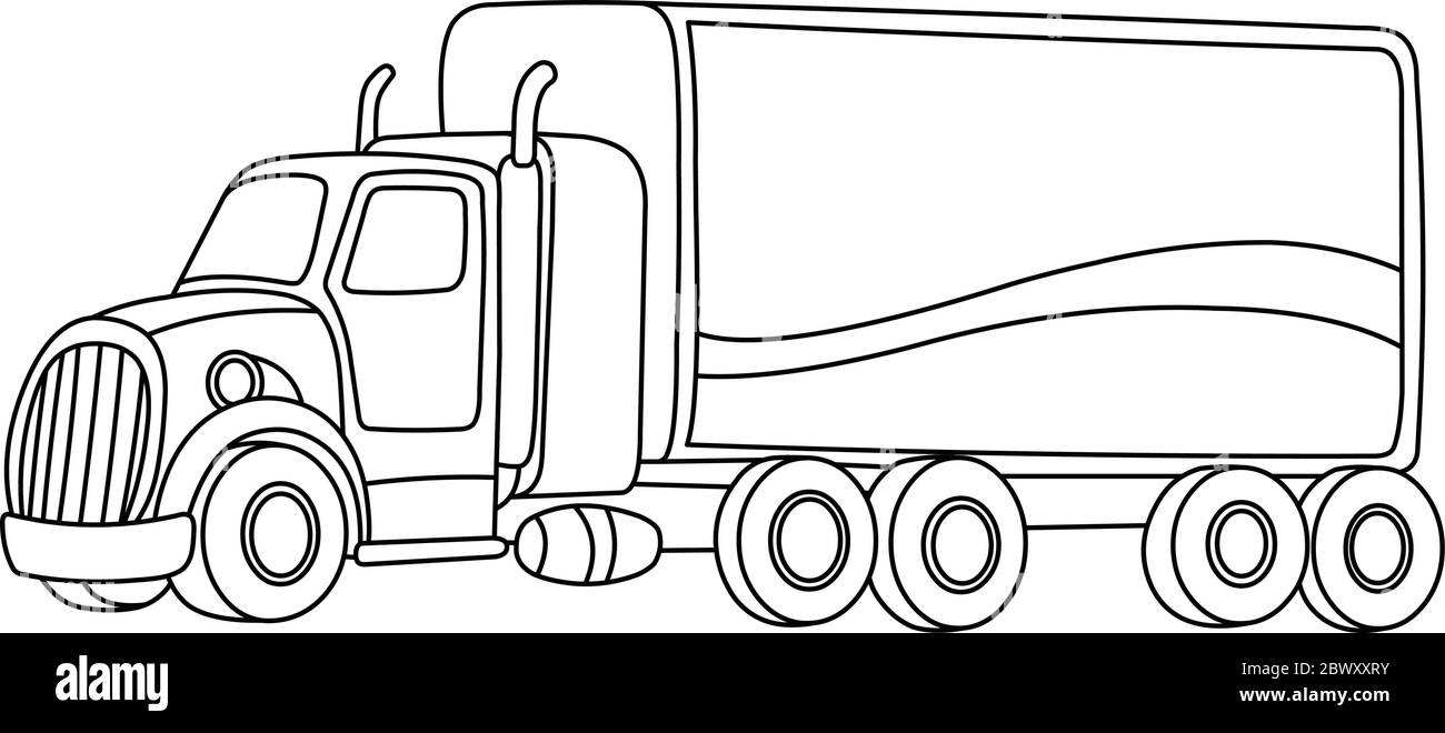 Chariot de dessin animé avec contour. Page de coloriage d'illustration d'illustration d'illustration vectorielle. Illustration de Vecteur