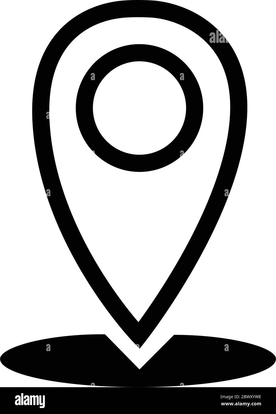 Carte de recherche de pin à icône vectorielle isolée sur blanc Illustration de Vecteur