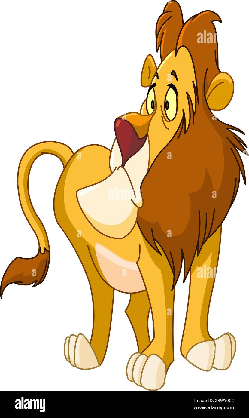 Lion incertain avec une expression perplexe Illustration de Vecteur