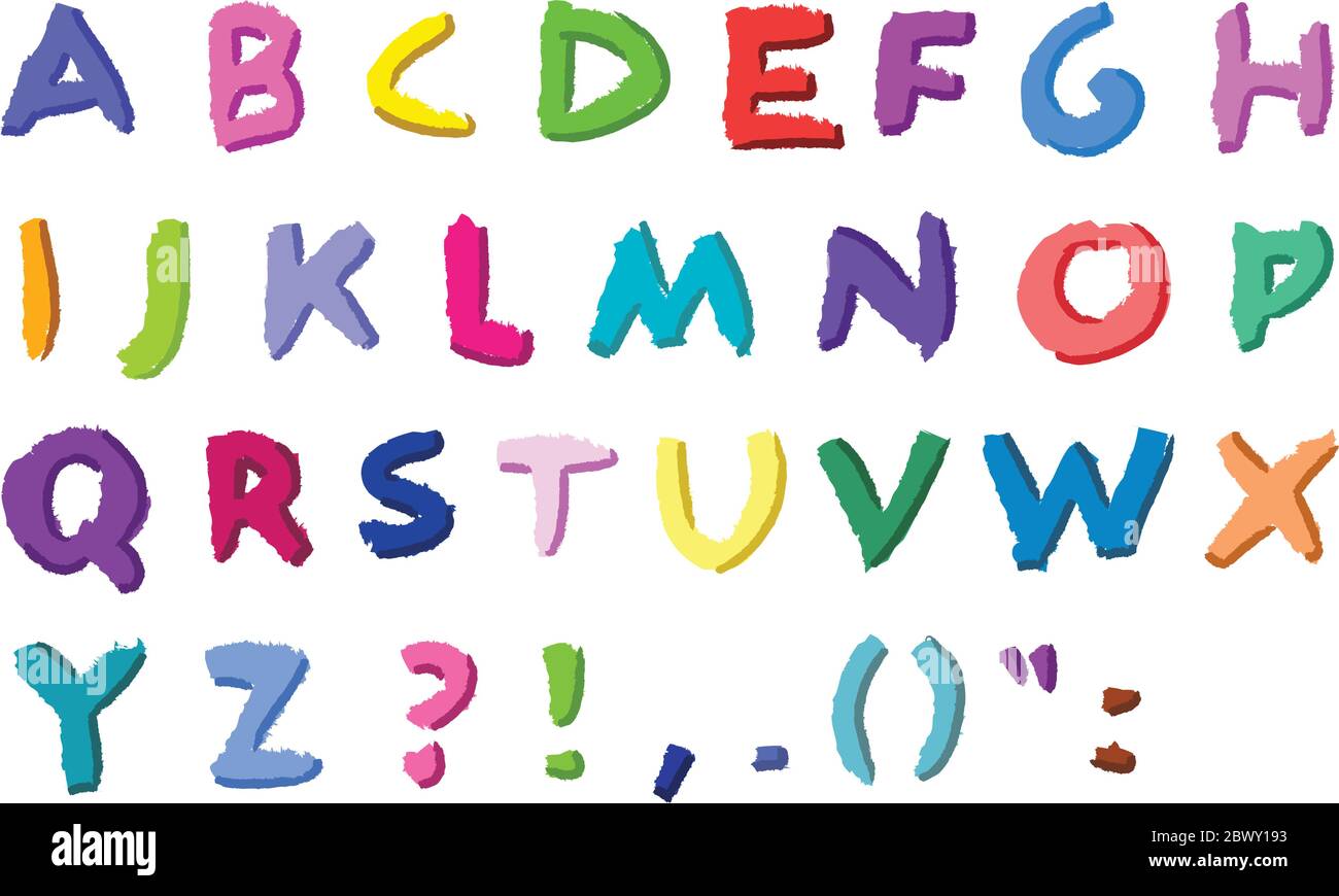 Lettres vectorielles colorées dessinées à la main Illustration de Vecteur