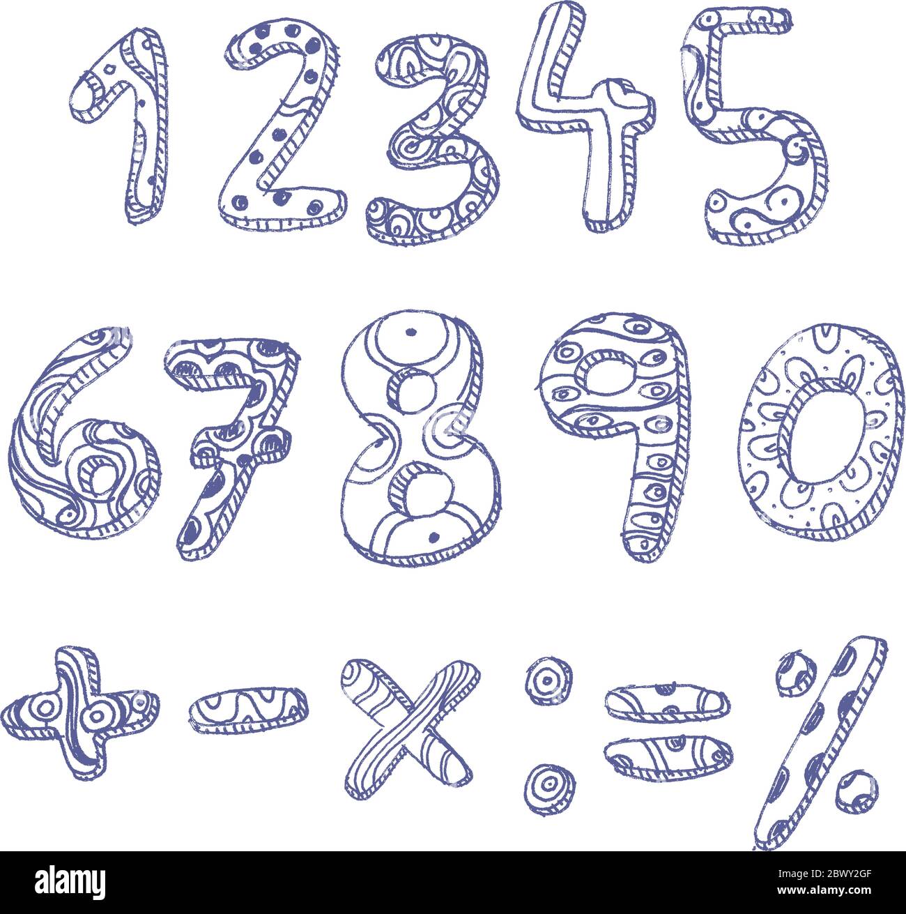 Chiffres et signes mathématiques des doddle dessinés à la main Illustration de Vecteur Chiffres et signes mathématiques des doddle dessinés à la main Illustration de Vecteur