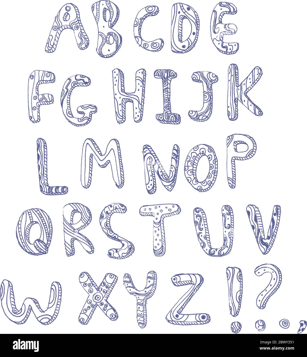 Hand drawn doodle alphabet Illustration de Vecteur