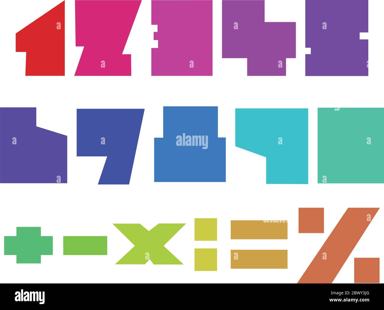 Nombres carrés colorés Illustration de Vecteur