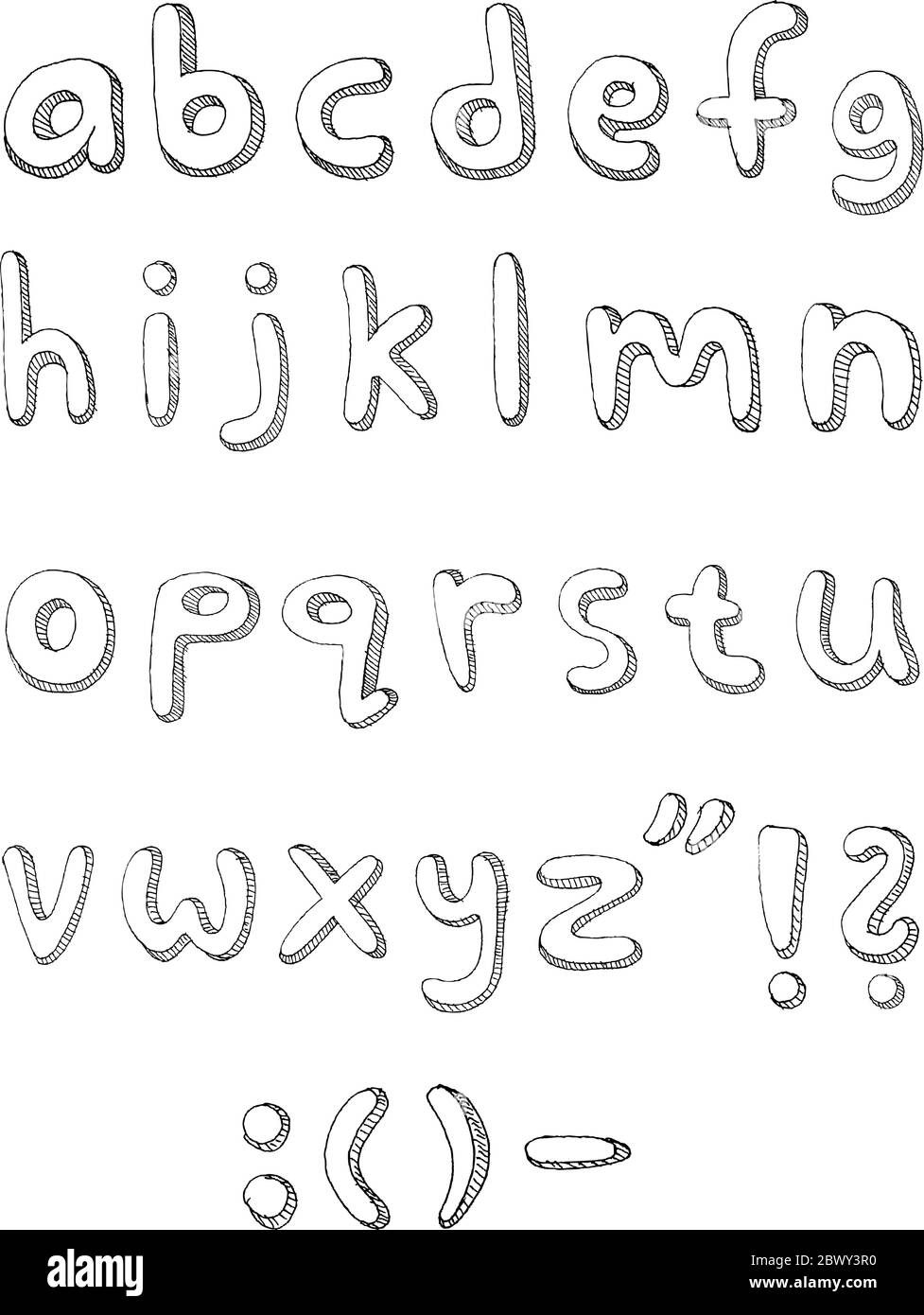 Petits caractères vectoriels abc dessinés à la main Illustration de Vecteur