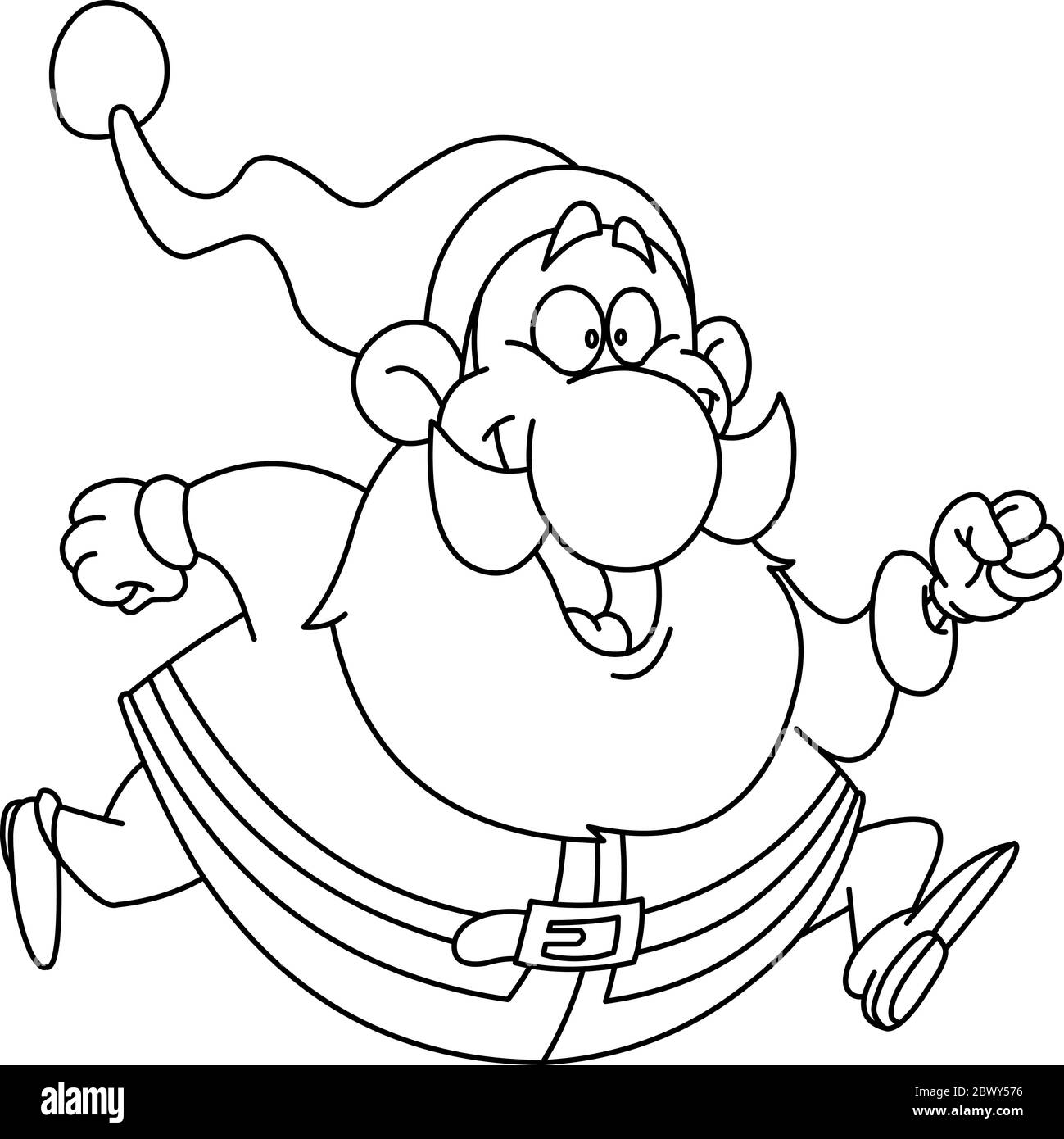 Père Noël en cours d'exécution. Page de coloriage d'illustration d'illustration d'illustration vectorielle. Illustration de Vecteur