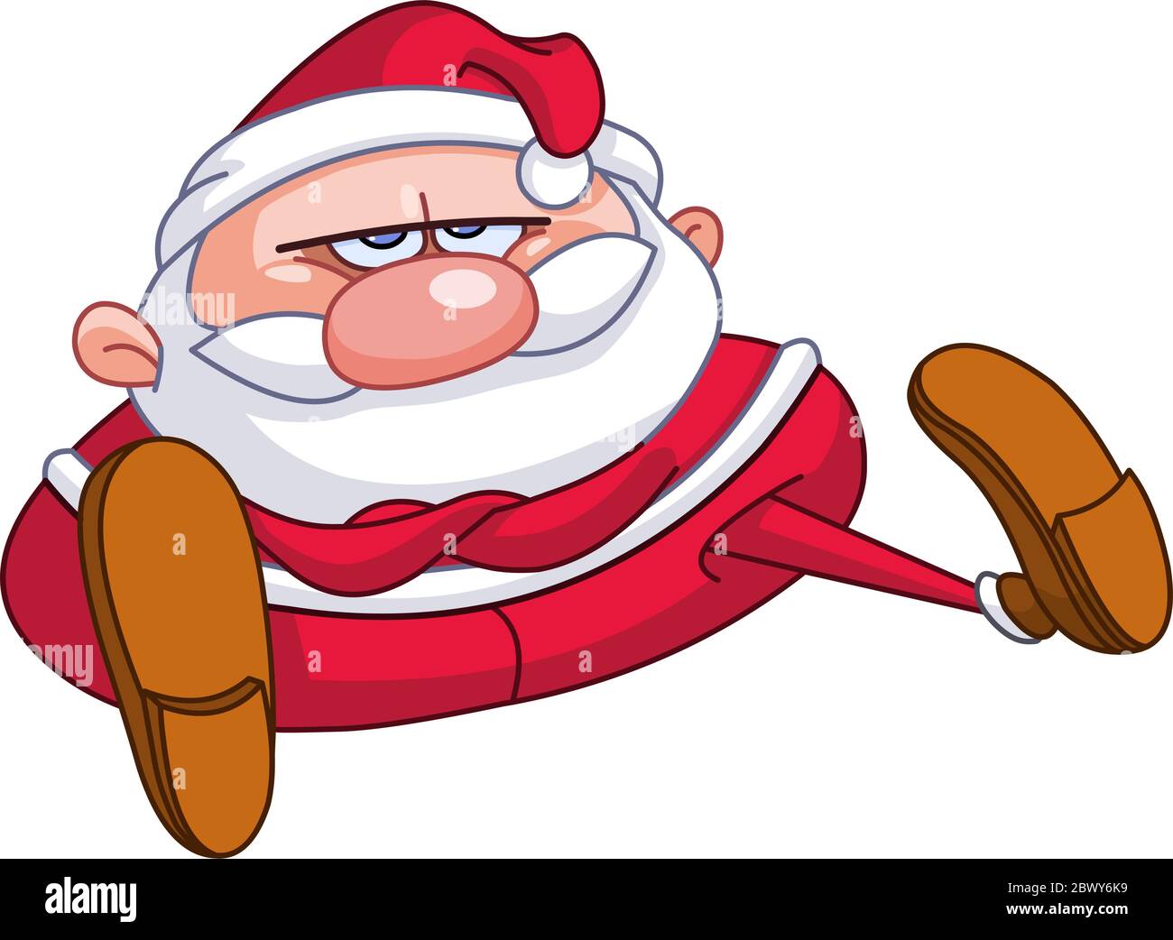 Le Père Noël contrarié assis sur le sol avec des bras croisés Illustration de Vecteur