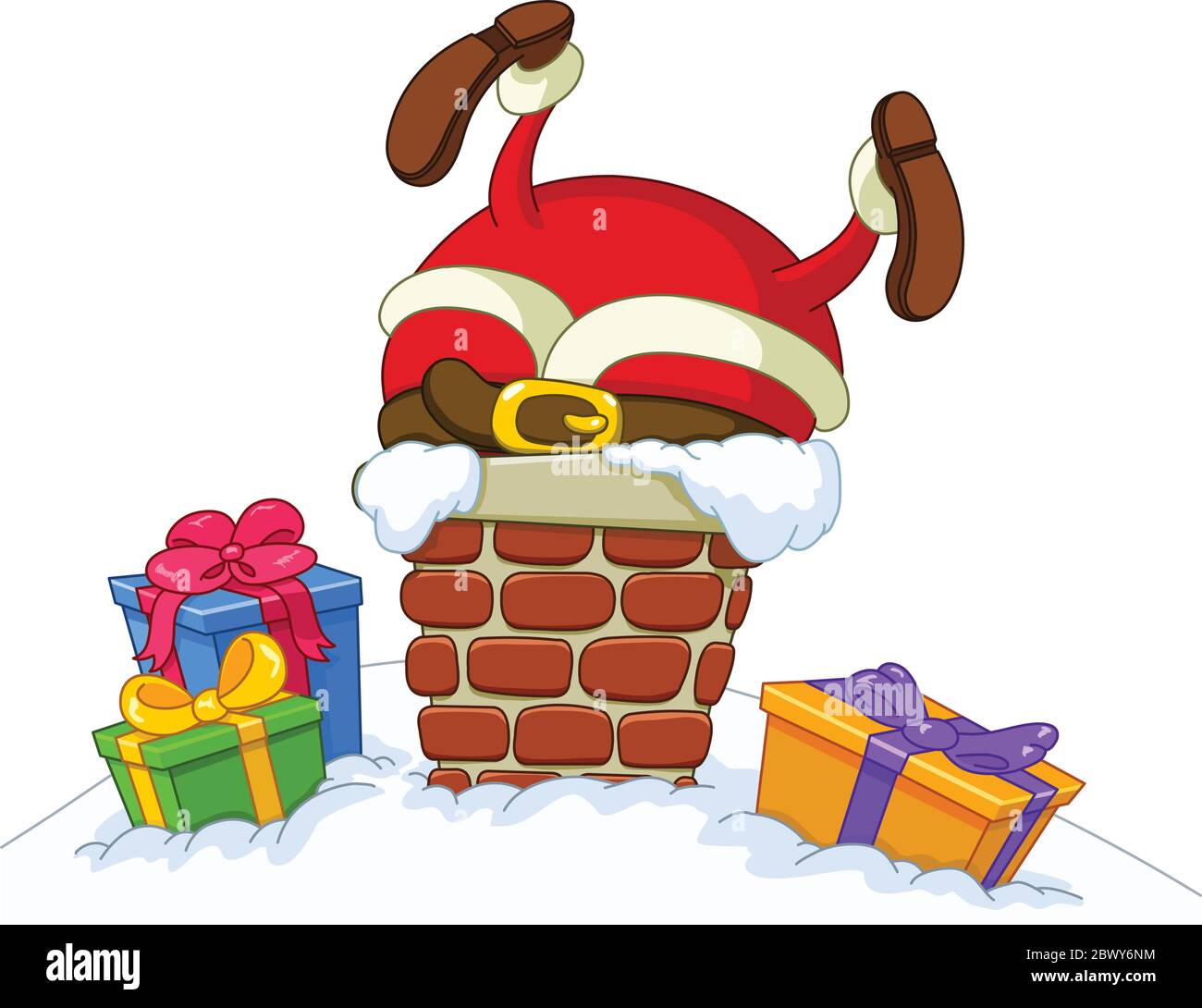 Le Père Noël coincé dans une cheminée Illustration de Vecteur