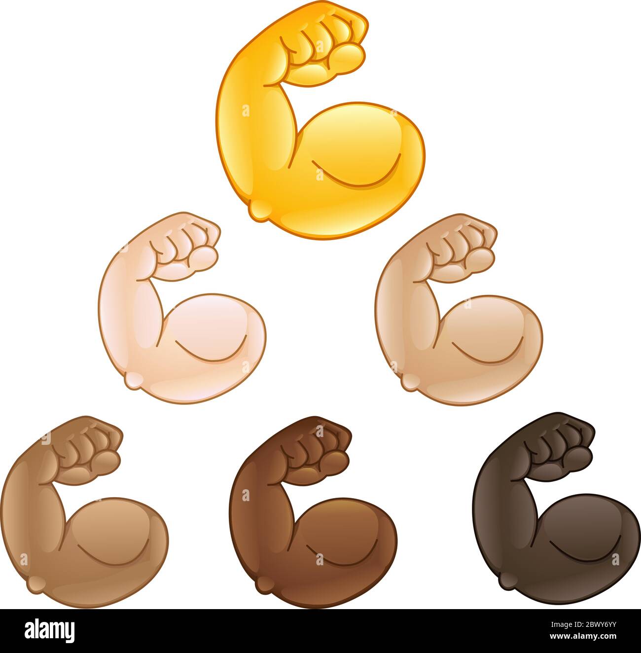 Biceps flexed main emoji de diverses tons de peau Illustration de Vecteur