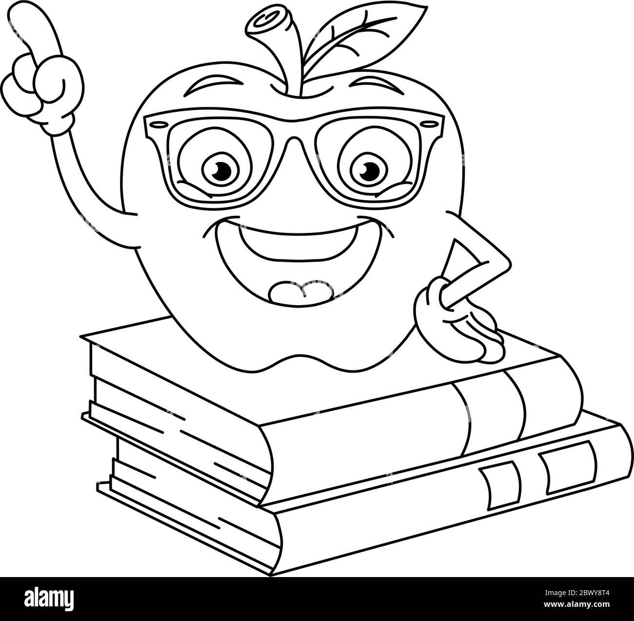 A souligné la pomme intelligente pointant avec son doigt Illustration de Vecteur