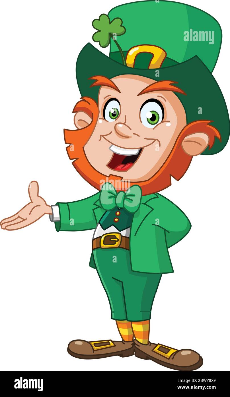 Leprechun en présentation Illustration de Vecteur