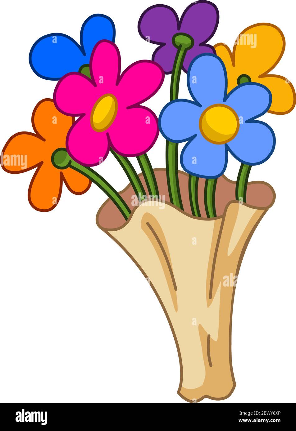 Bouquet De Fleurs Dessin Simple Flower bouquet Banque d'images vectorielles - Alamy