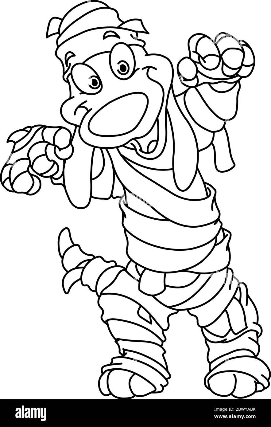 Un joli chien habillé comme une maman pour Halloween. Page de coloriage d'illustration d'illustration d'illustration vectorielle. Illustration de Vecteur