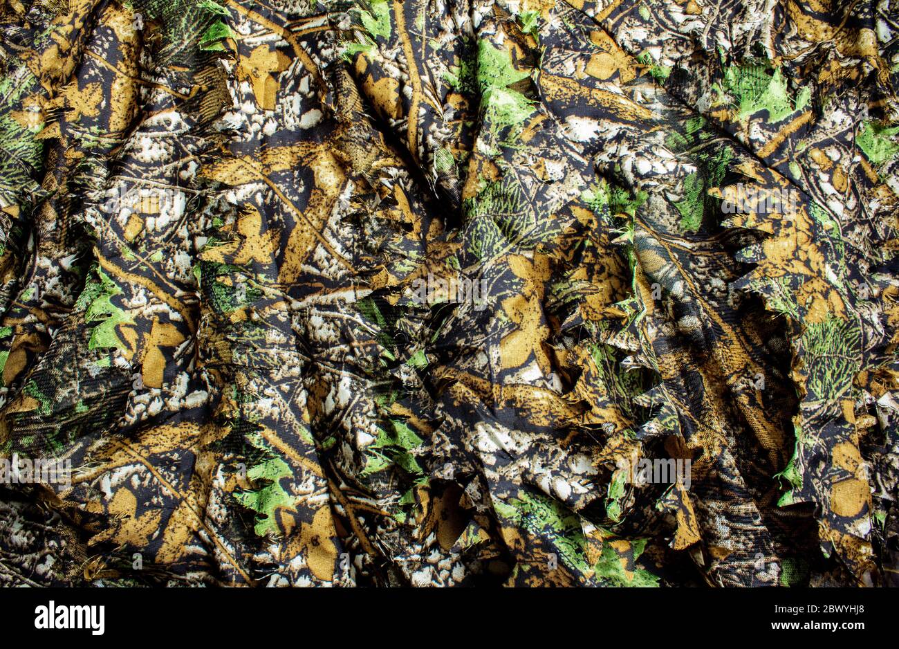 Photo d'une forêt de chasse camouflage tissu texturé. Banque D'Images
