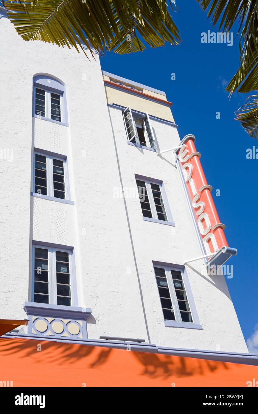 Edison Hotel on Ocean Drive, South Beach, City of Miami Beach, Floride, États-Unis Banque D'Images