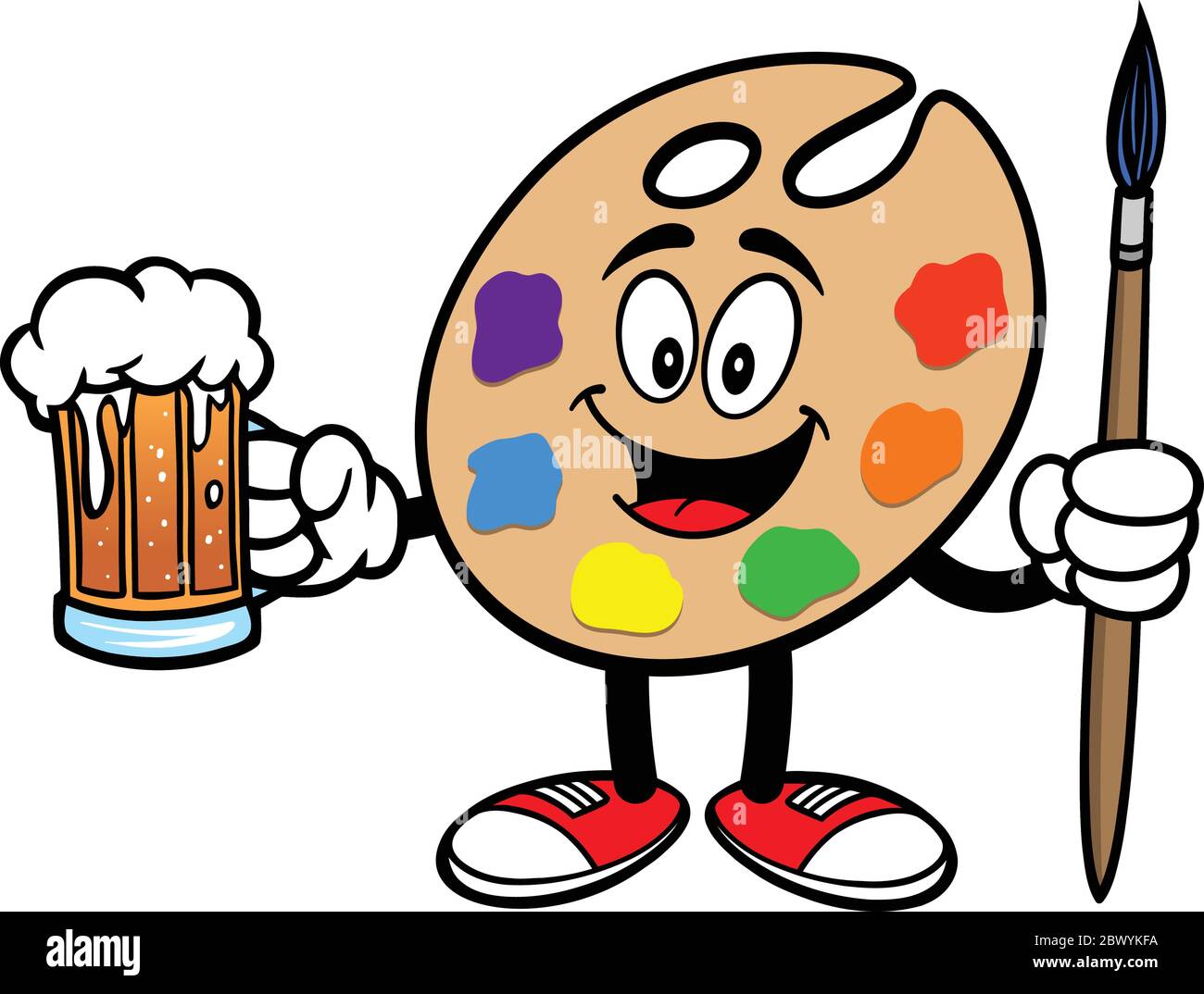 La mascotte de la Palette d'Art avec bière - UNE illustration de la mascotte de la Palette d'Art avec une bière. Illustration de Vecteur