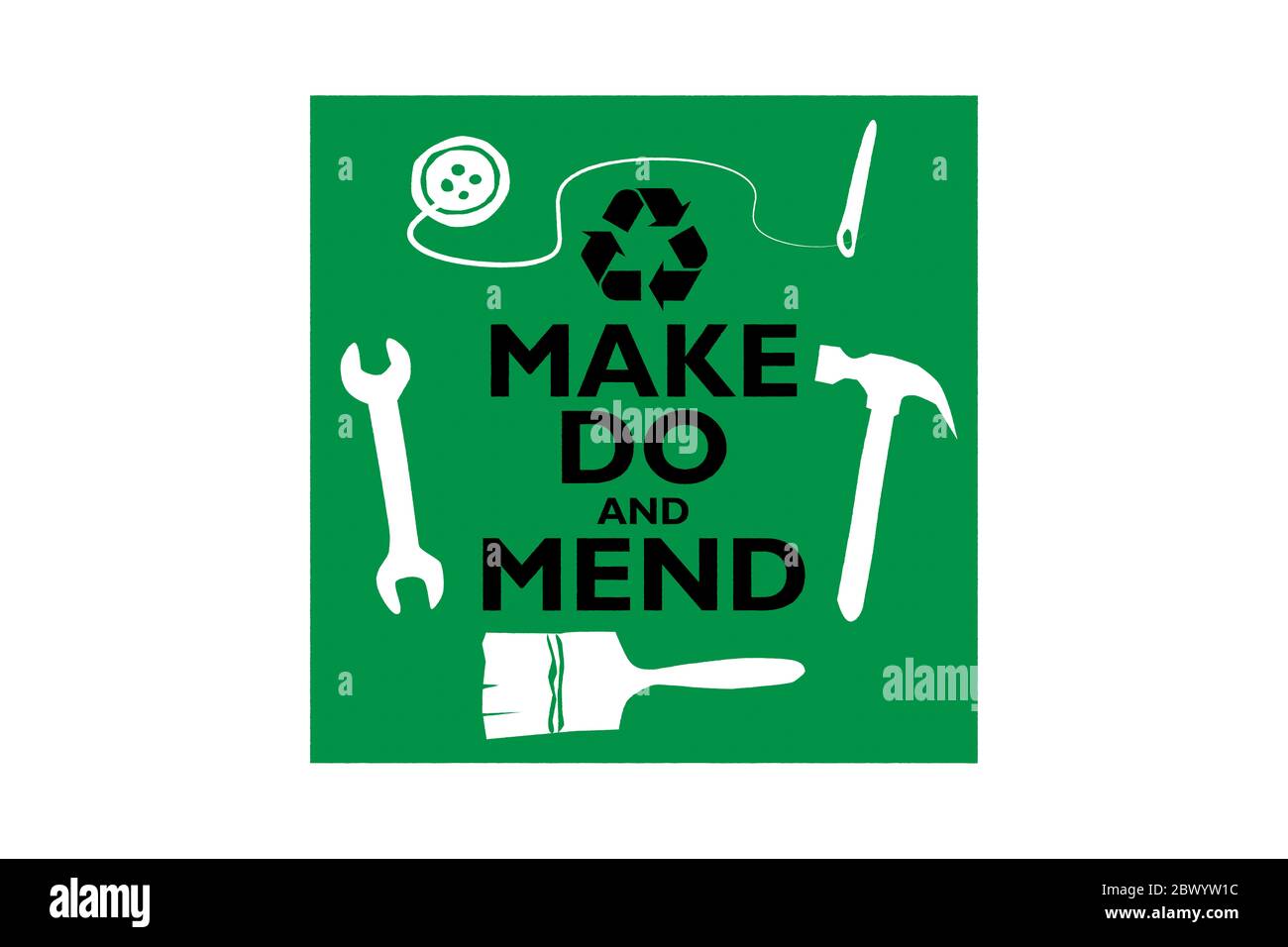 Faire et mend logo, activisme de consommateur, mouvement de homesponn pour la vie durable et pour réduire le gaspillage. Banque D'Images