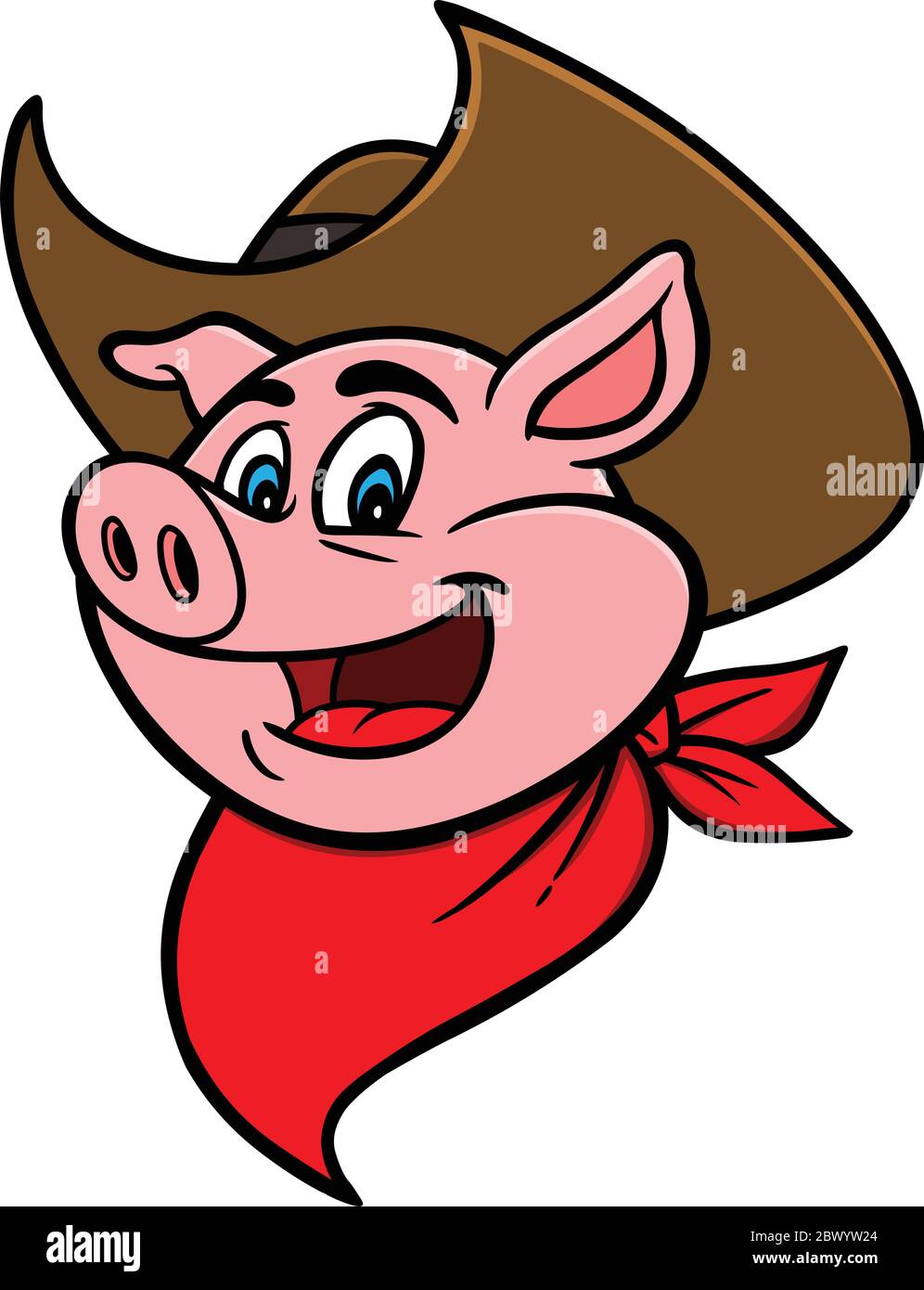 Cowboy BBQ Pig - UNE illustration de dessin animé d'un cowboy BBQ Pig. Illustration de Vecteur