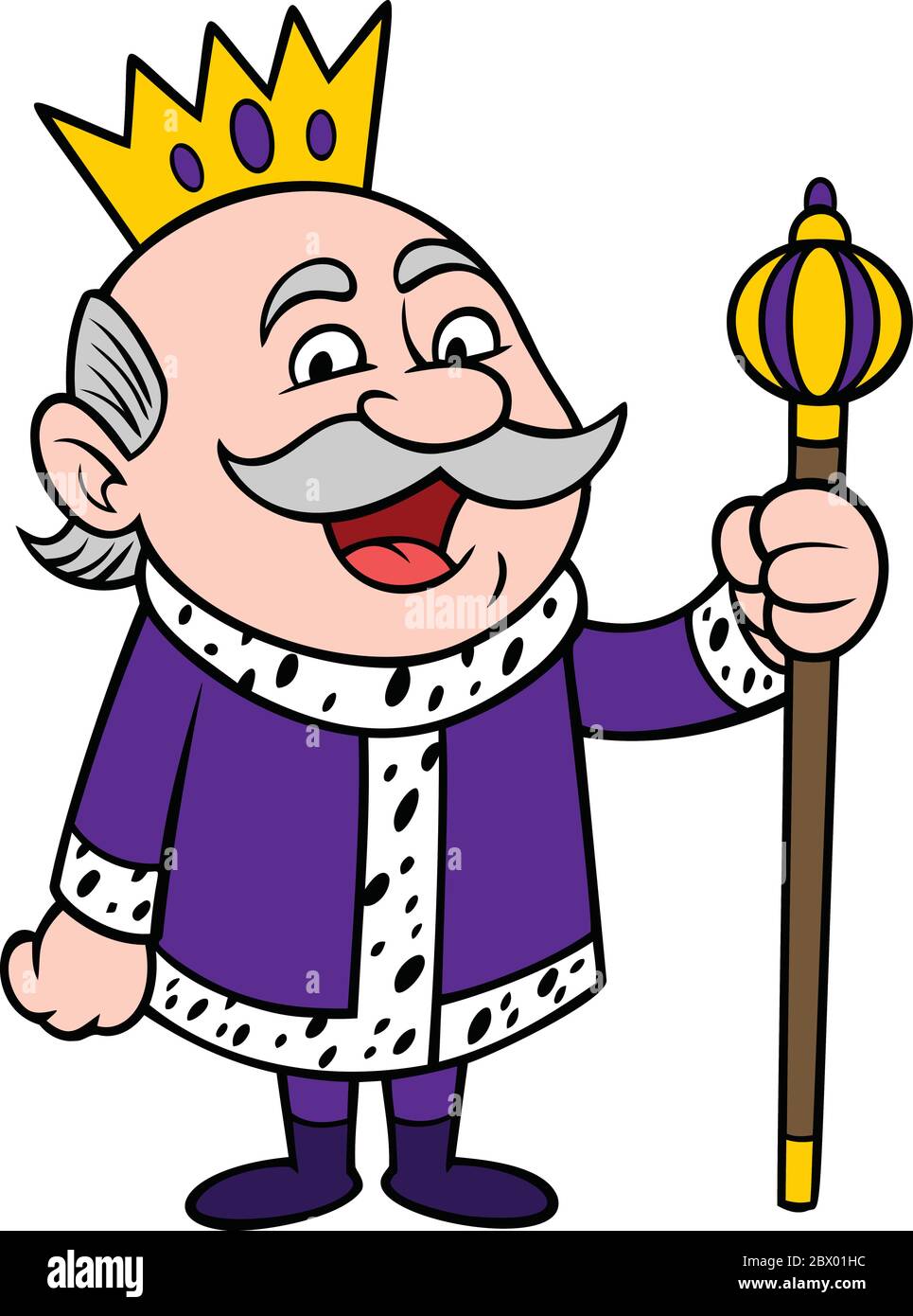 King Happy- UN dessin animé Illustration d'un roi heureux. Illustration de Vecteur