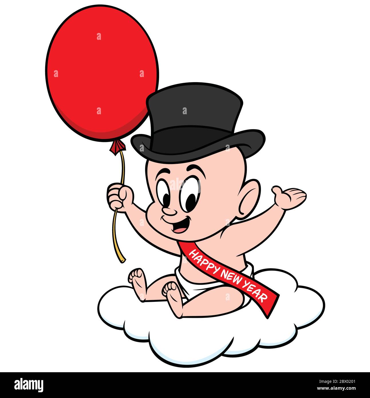 Bebe Du Nouvel An Avec Ballon Un Dessin Anime Illustration D Un Bebe Du Nouvel An Avec Ballon Image Vectorielle Stock Alamy