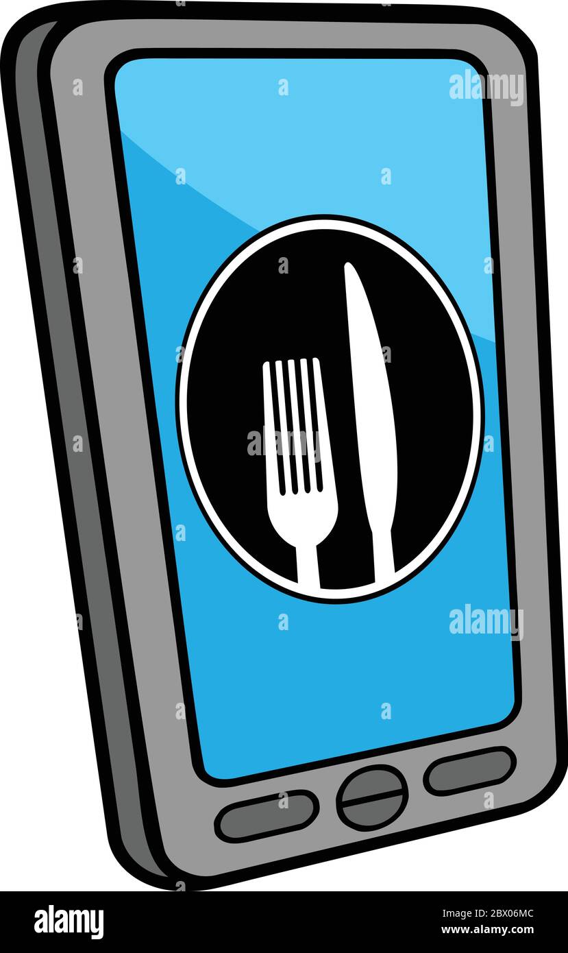 Localisateur de restaurant de smartphone - Illustration d'un localisateur de restaurant de smartphone. Illustration de Vecteur