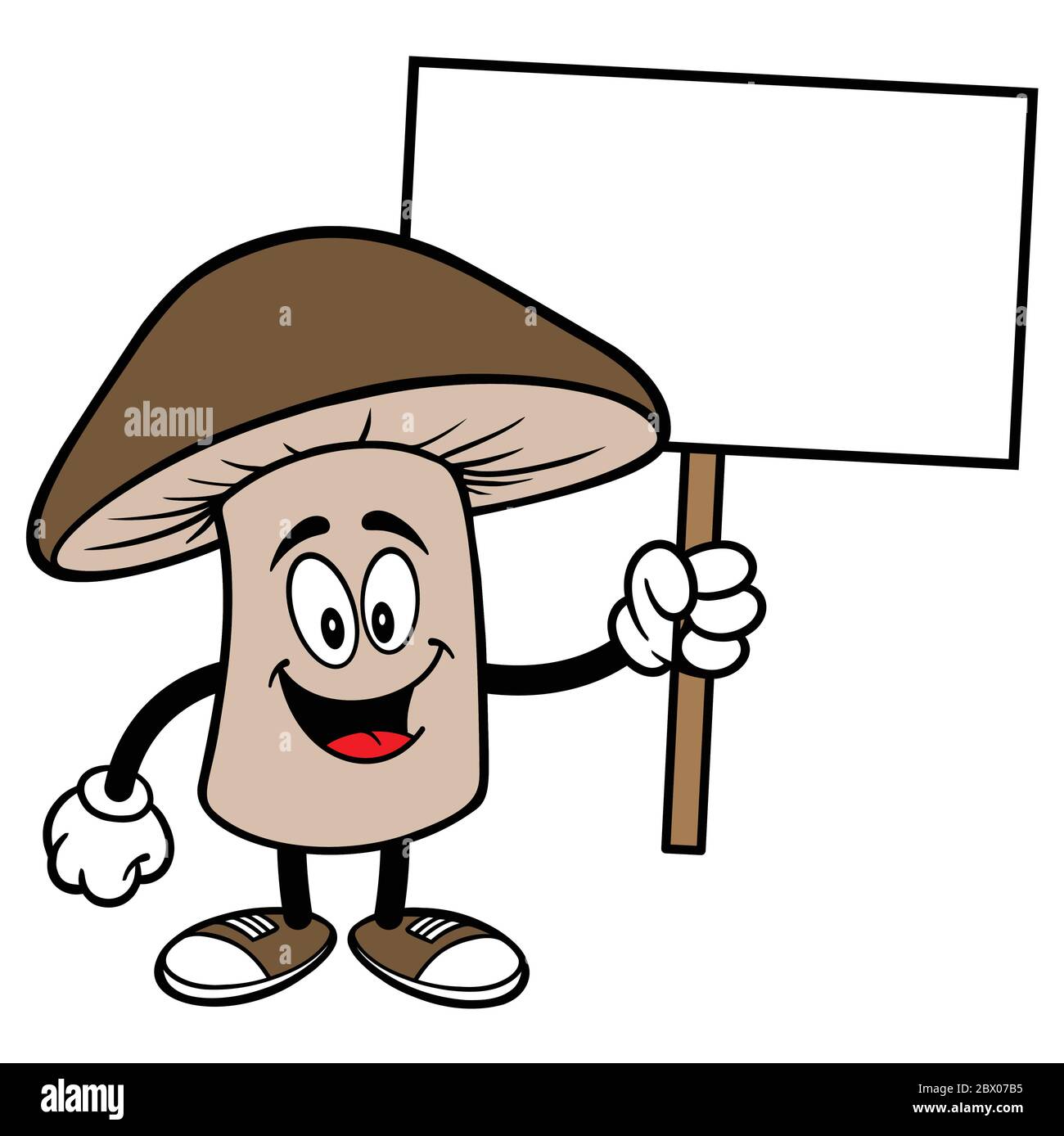 Mushroom Shittake avec signe - UN dessin animé Illustration d'un Mushroom Shittake avec signe. Illustration de Vecteur