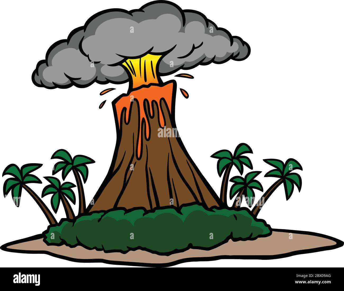 Volcano Island - UN dessin animé Illustration d'une île Volcano. Illustration de Vecteur