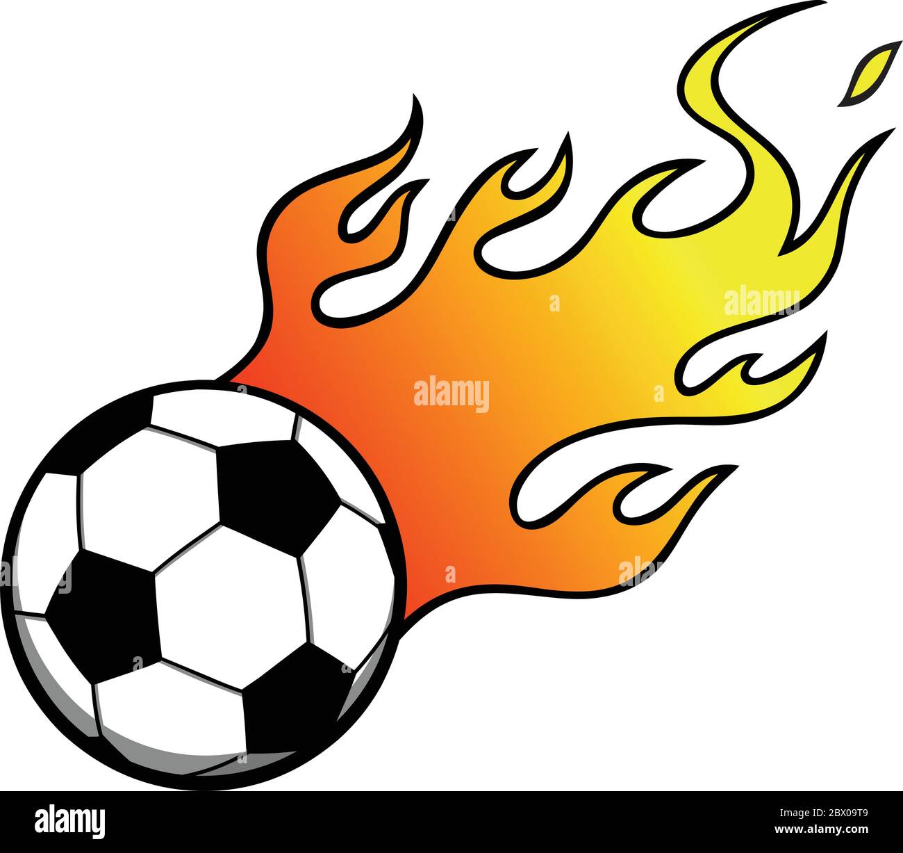 Ballon de football avec flammes - une illustration d'un ballon de football avec des flammes. Illustration de Vecteur