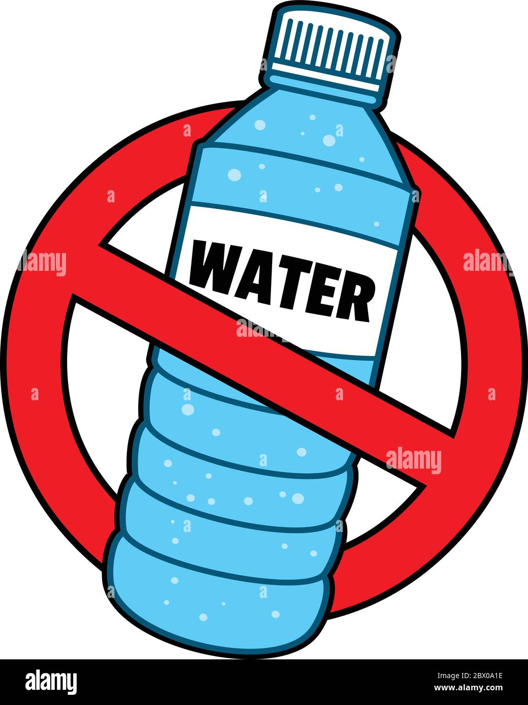 Interdiction des bouteilles d'eau - une illustration d'une interdiction des bouteilles d'eau. Illustration de Vecteur