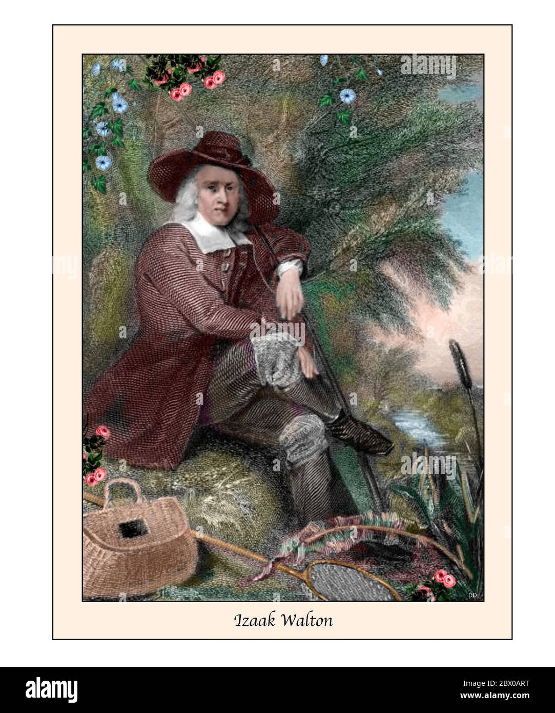 Izaak Walton 1503-1683 écrivain anglais Illustration basée sur une gravure du XIXe siècle Banque D'Images