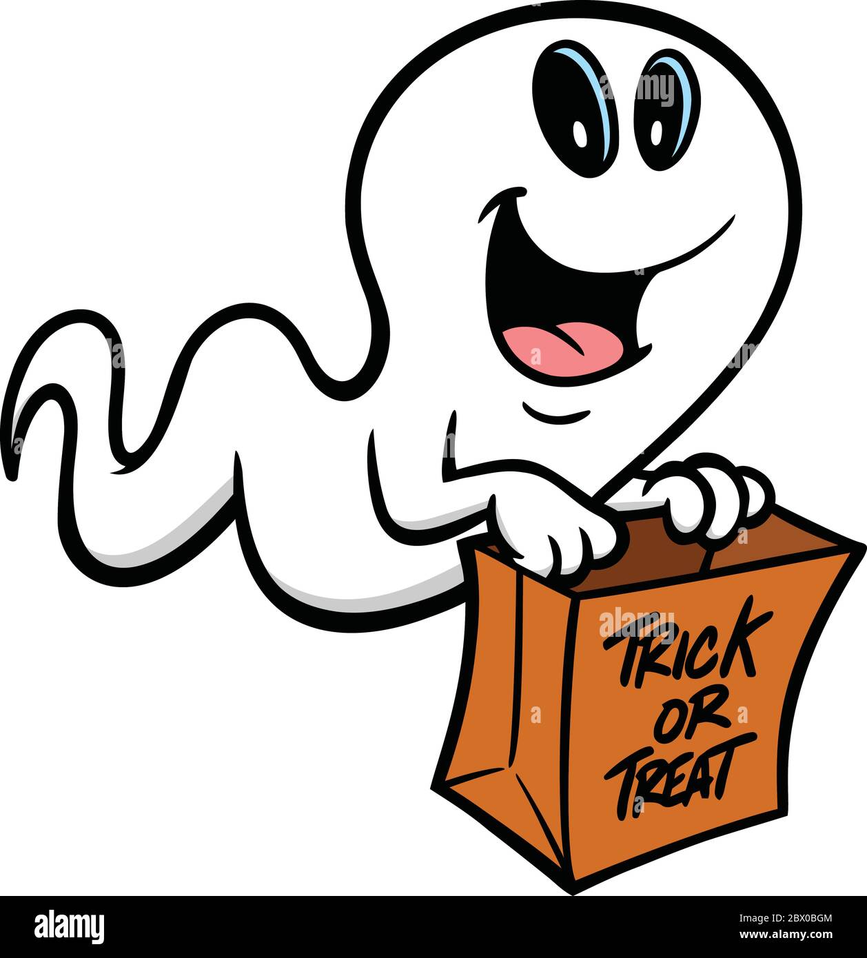 Trick or Treat Ghost - UN dessin animé Illustration d'un trick ou d'un fantôme de traitement. Illustration de Vecteur